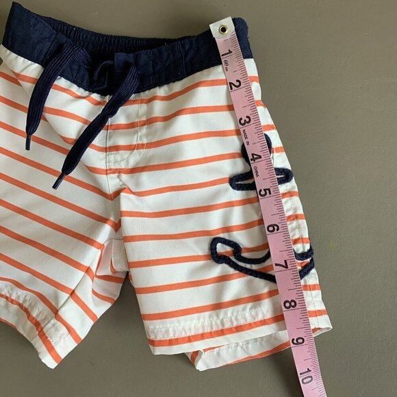 Janie & Jack Swim Trunks White Orange Stripe Anchor Nautical Boys 3-6 Months - Picture 9 of 13